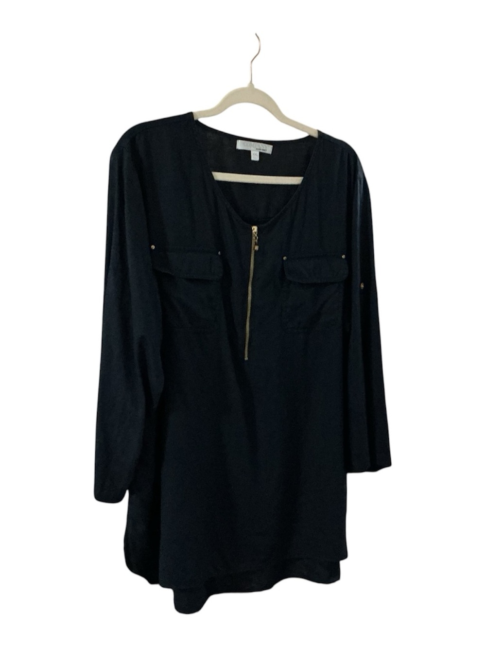 Navy 3/4 Sleeve 100% Linen Ellen Tracy XXL Top Women’s